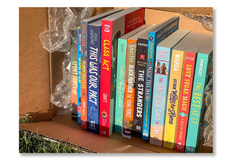 Box of diverse books from First Book