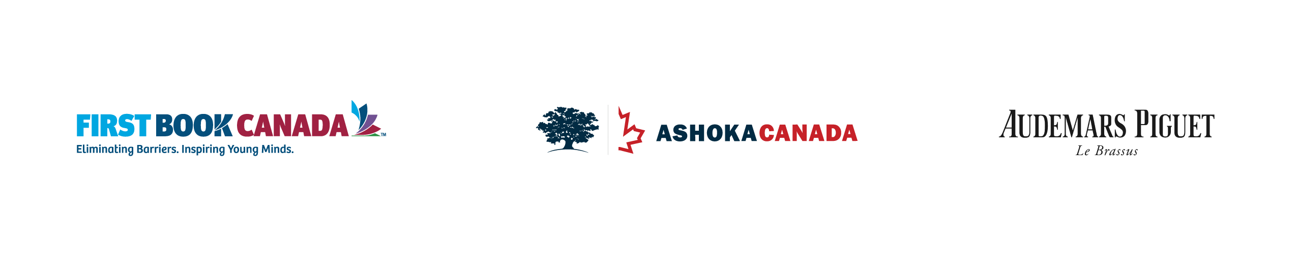 First Book Canada logo and Ashoka Canada logo.
